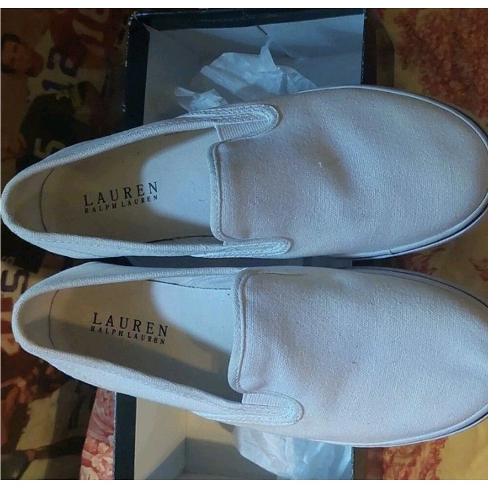 Lauren Ralph Lauren Janis Womens Shoes Slip-On White Canvas Size 8